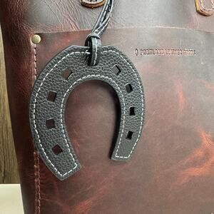 Black Horseshoe Purse Charm Western Good Luck Bag Charm Keychain Horses Cowgirl